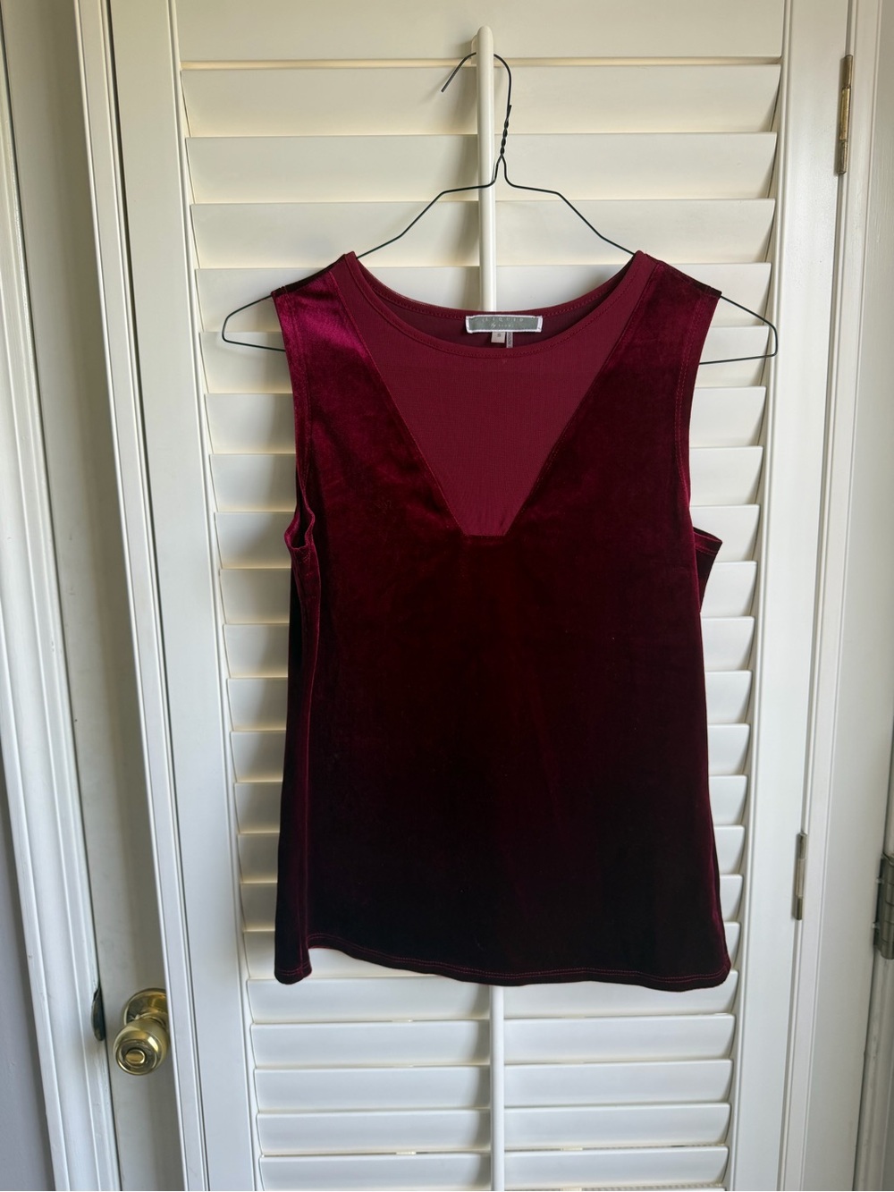 Sleeveless Velvet Tank Top - Burgundy Liquid by Sioni sz Small